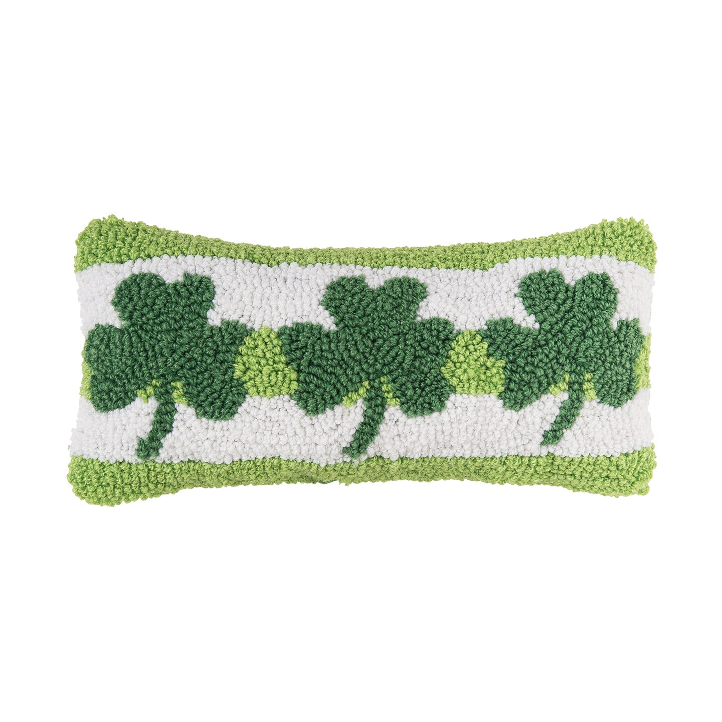 6&#x22; x 12&#x22;  St. Patrick&#x27;s Day Clover Trio 3 Leaf Clovers Hooked Small/Petite Accent Throw