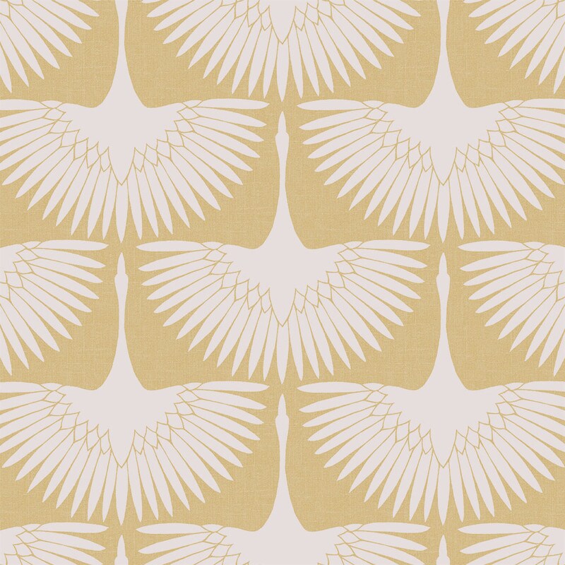 Tempaper Feather Flock by Genevieve Gorder Peel and Stick Wallpaper Golden Hour Yellow