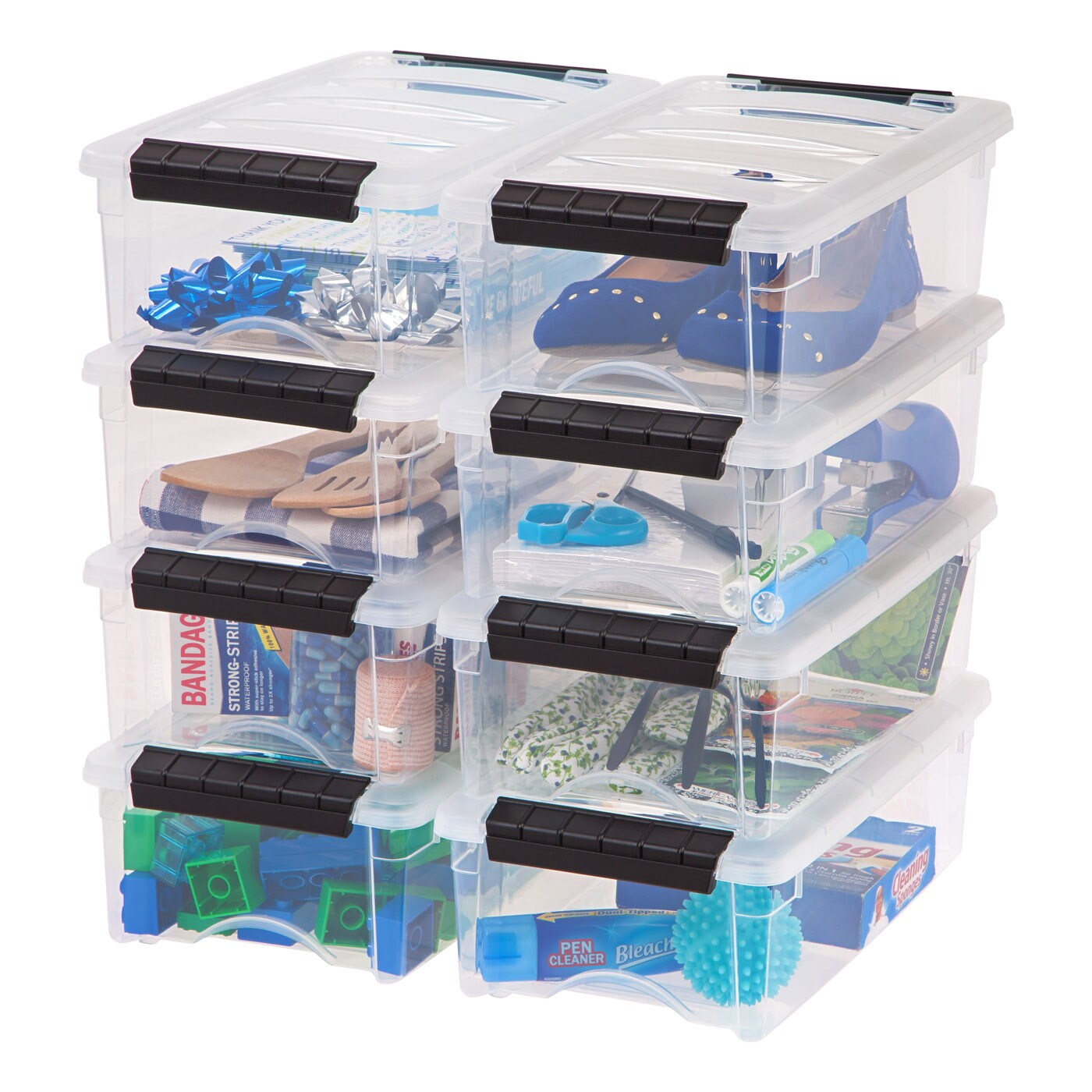 IRIS Stack & Pull Clear Plastic Storage Boxes with Gray Lid