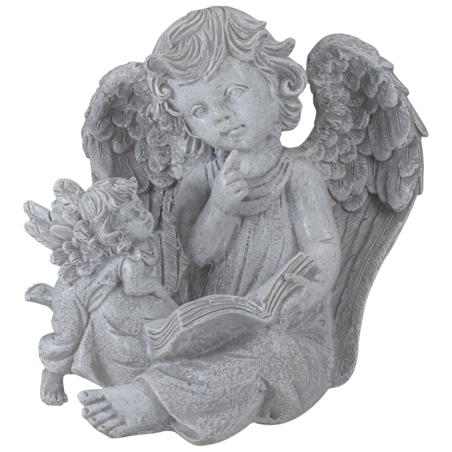 Northlight 8.25&#x22; Reading Angels with Book Outdoor Garden Statue