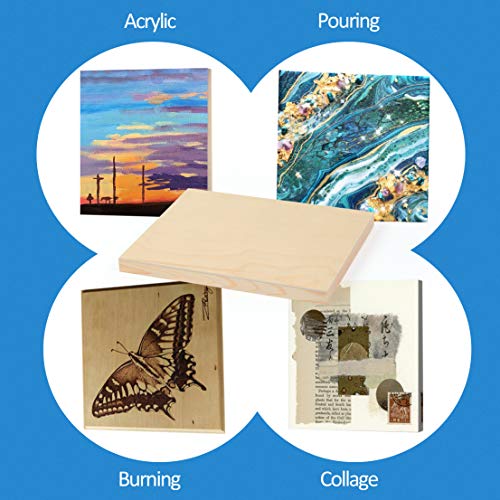 4 Pieces Unfinished Birch Wood Canvas Panels Kit, Falling in Art 8x10&#x2019;&#x2019; Studio 3/4&#x2019;&#x2019; Deep Cradle Boards for Pouring Art, Crafts, Painting and More