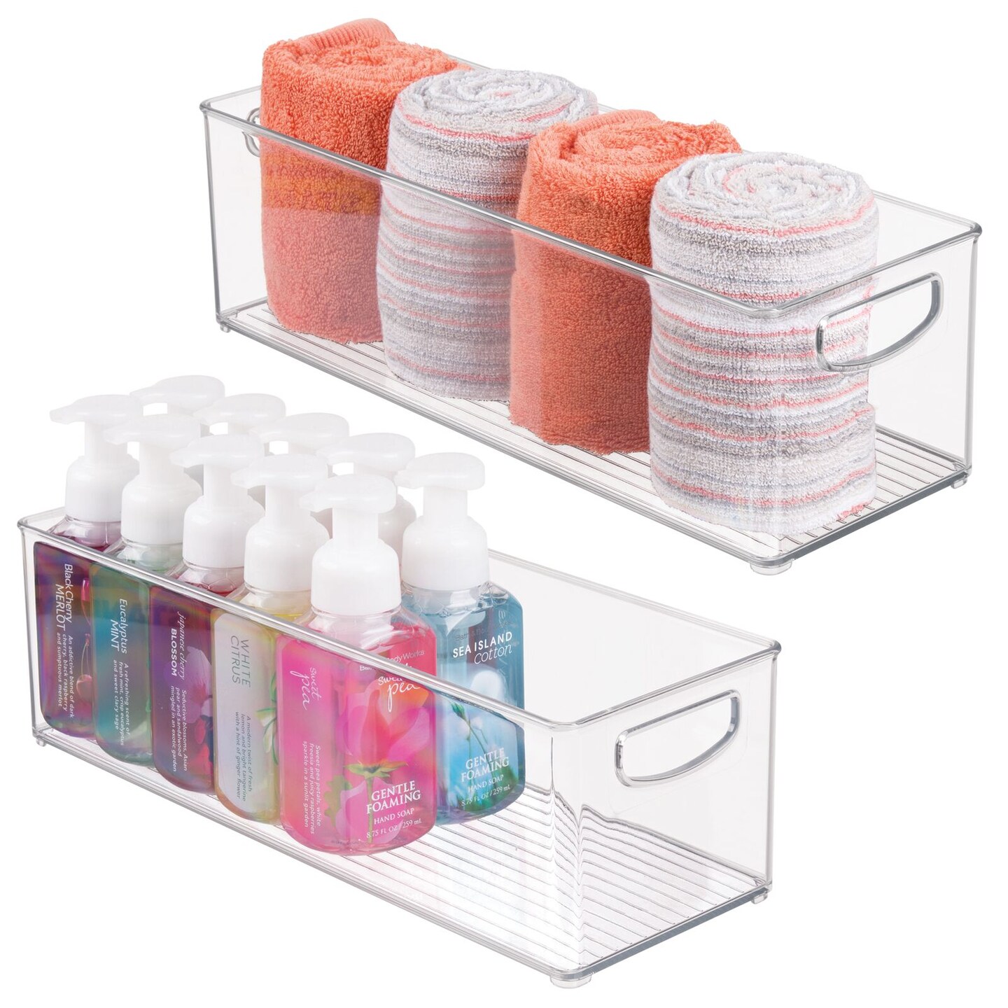 mDesign Plastic Bath Vanity Storage Organizer Bin with Handles