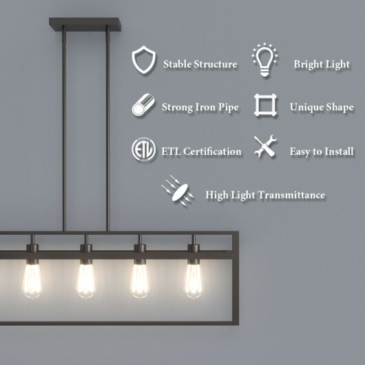 5-Lights Pendant Lamp with Iron Square Lamp Shade