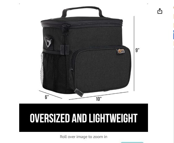 8 Liter Insulated Cold and Hot Durable Leakproof Lightweight Bag, Cooler Tote for Food Drinks Large Lunch Box Work School Picnic Men Women, Kids Coolers Ice Pack Girls Boys Lunches Black