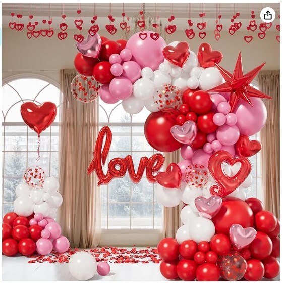 Valentines Day Love Ballons, 40 Inch Large Pink Love Foil Balloons