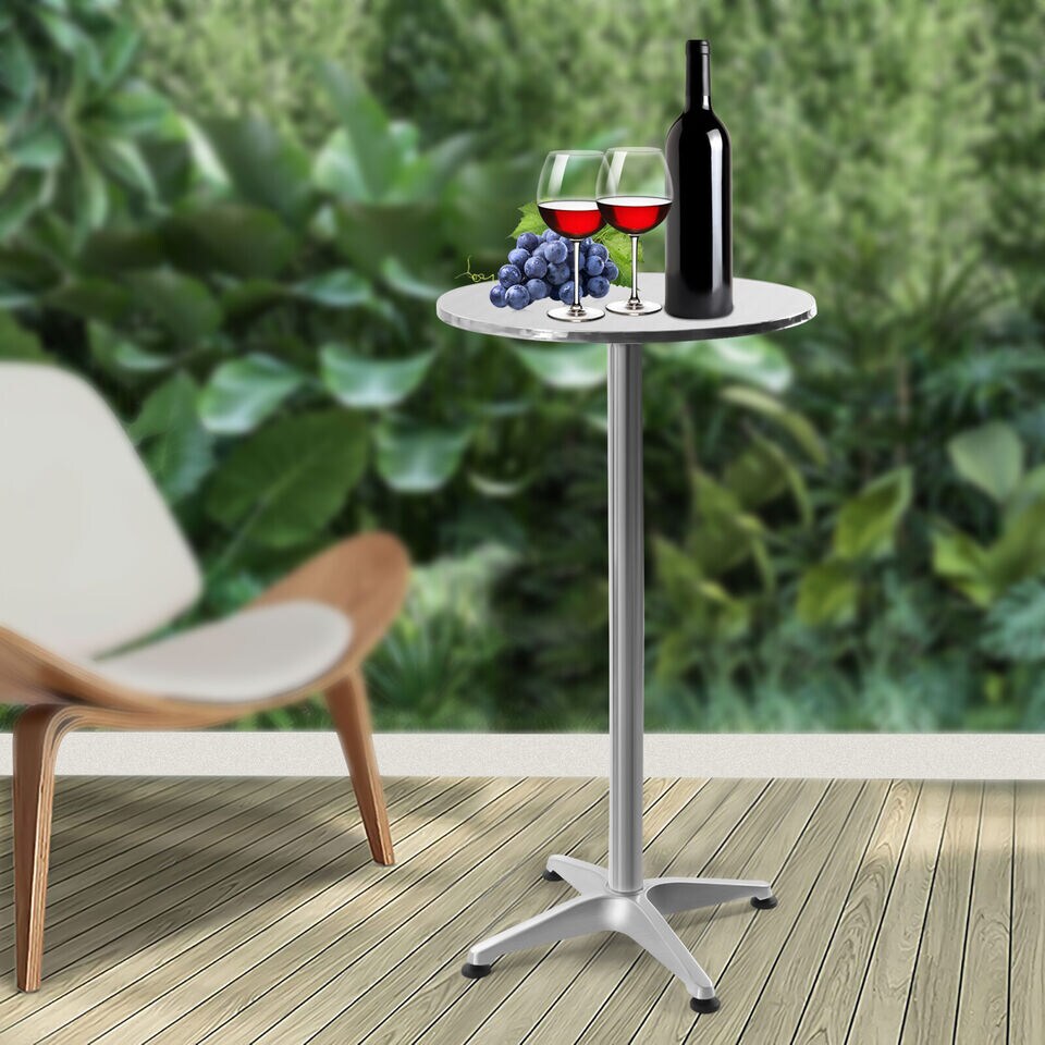 Kitcheniva Round Pub Table Cocktail Bar Metal Base Tall Adjustable Height