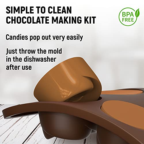 6 Pieces Chocolate Molds Silicone Set - Free Recipes Ebook - Food Grade Candy Molds Silicone - Easy to Use Non-Stick Silicone Molds for Candy