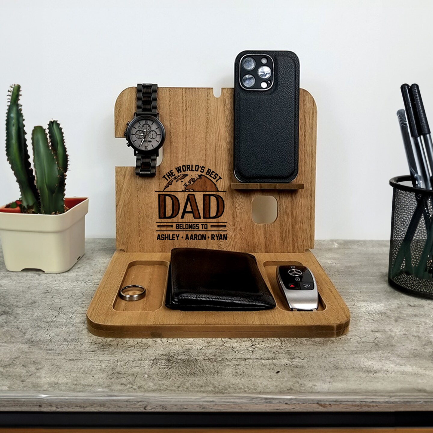 Taidesor Custom Micheal gifts for men nice desk organizer, Personalized  Handymen gifts for dad to be office desk accessories, Engraved Handyman