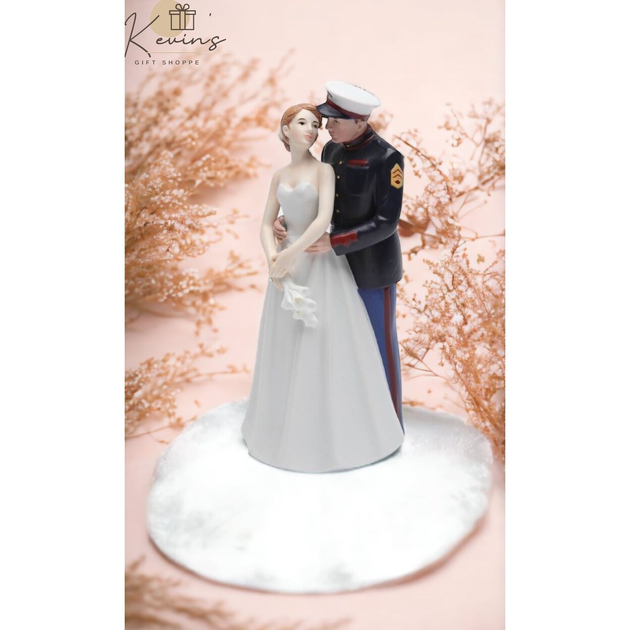 Ceramic Bride and Marine Groom Wedding Couple Figurine,Gift Idea or Home D&#xE9;cor