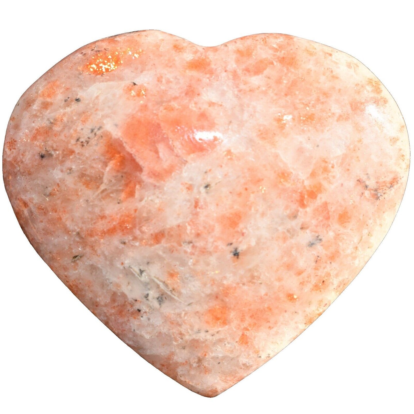 Beatiful Sunstone Crystal Puffy Heart