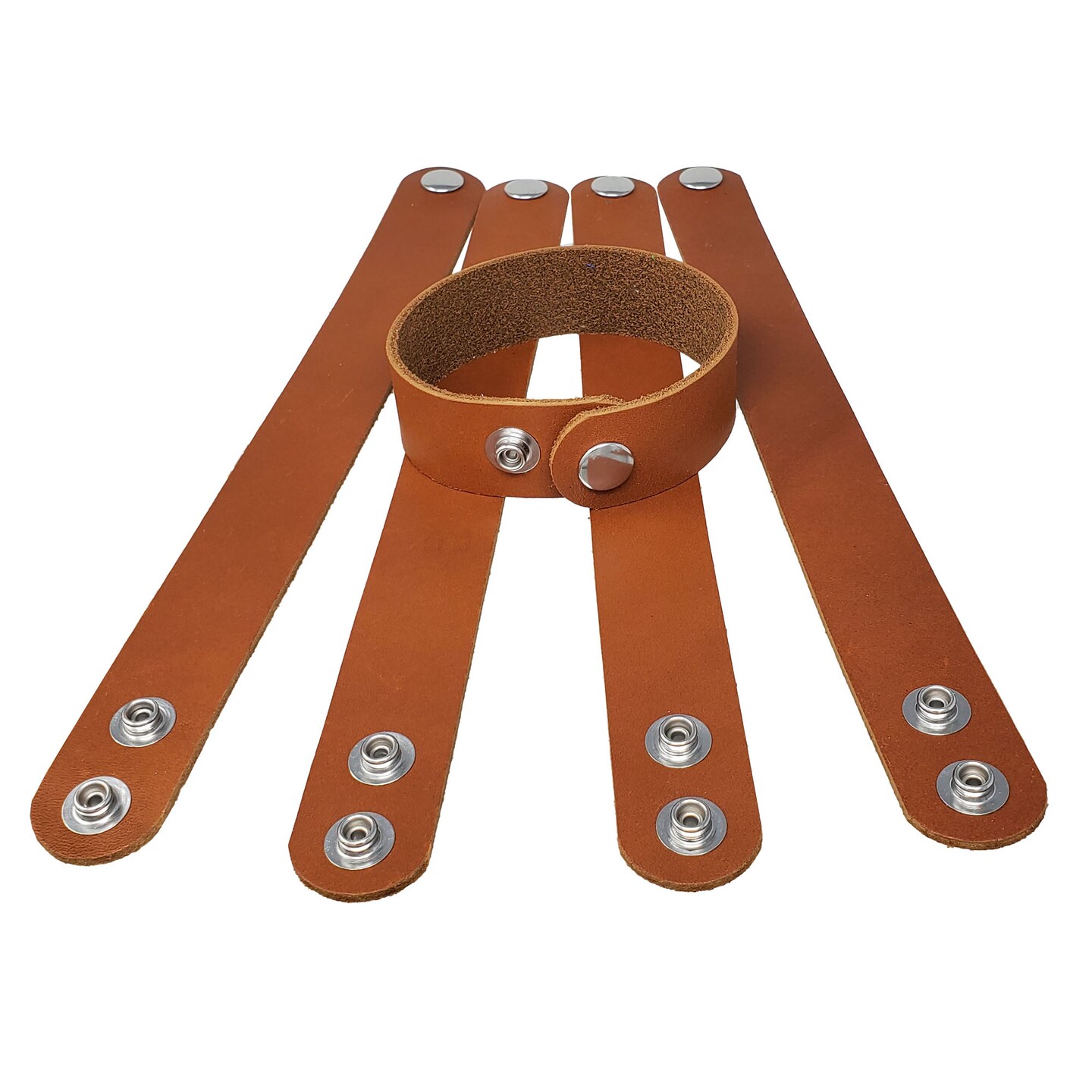 1" Adjustable Latigo Leather Bracelets – DIY Hot & Foil Stamping, Laser Engraving Blanks (6 Pack)