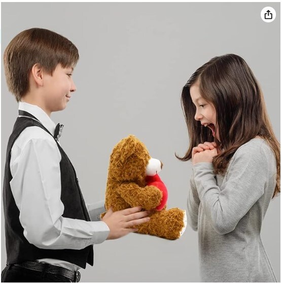 14-Inch Teddy Bear Stuffed Animal with Red Heart