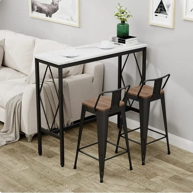 2-Tier Sofa Table for Living Room, Couch, Hallway, Foyer, and Kitchen Counter, Console Tale Entryway Table with Open Shelf