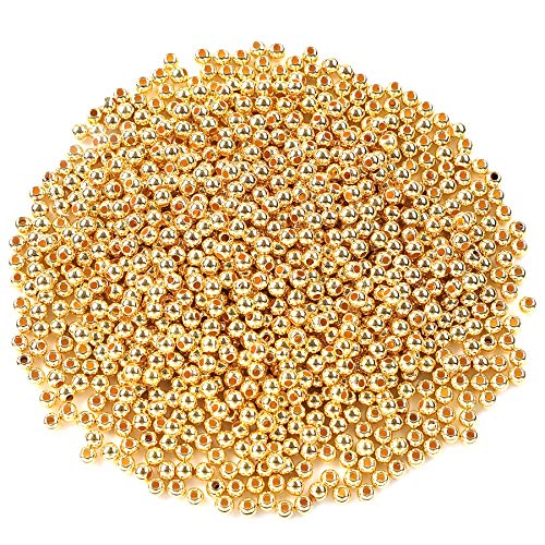 1200 Pieces 4mm Smooth Round Beads Gold Spacer Loose Ball Beads for Bracelet Jewelry Making Craft