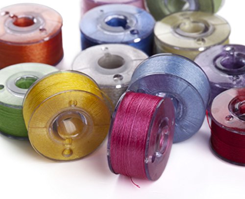 Size A/Class 15 /SA156 Prewound Bobbin Thread 60wt Filament Polyester Embroidery Threads 26-Pack Set (26 Assorted Colors)
