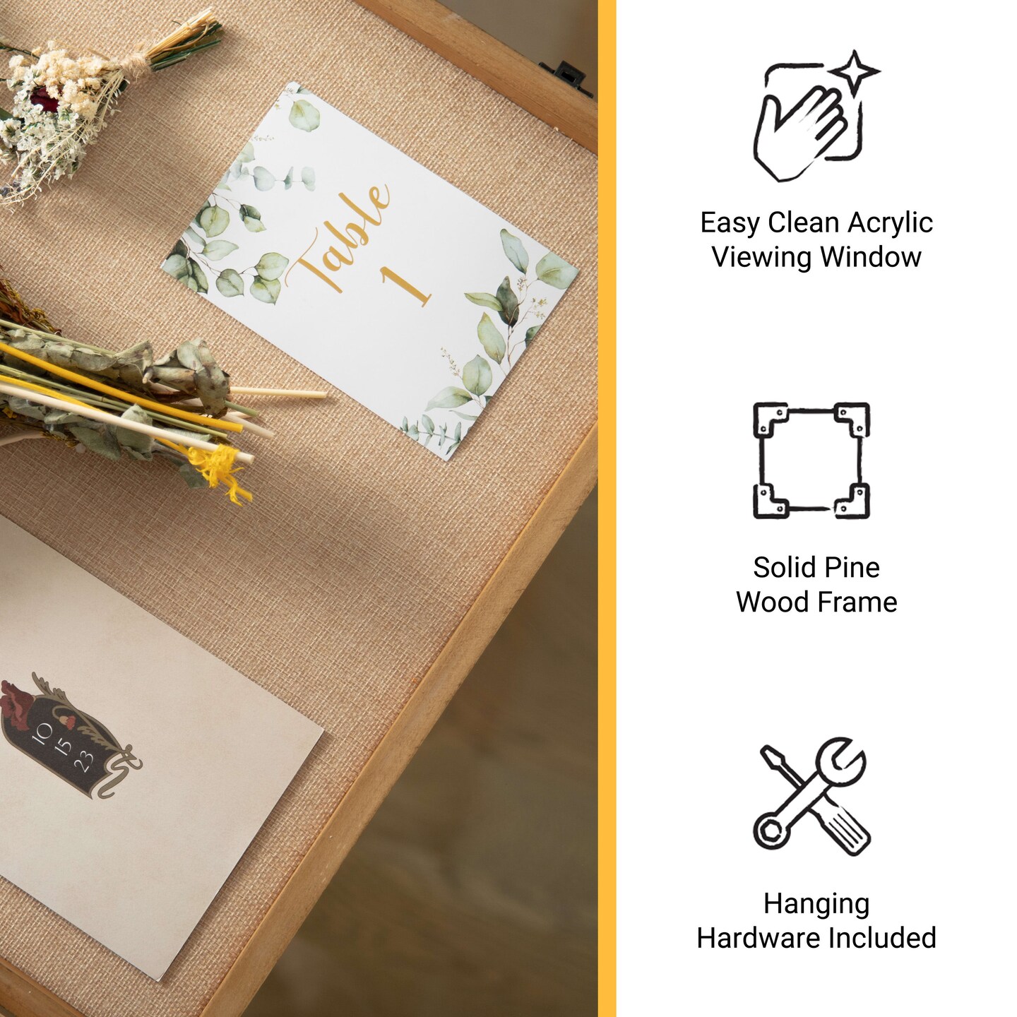 HBCY Creations Wood Shadow Box Display Case - Solid Wood with Acrylic Window - Security Latch - For Mementos and Keepsakes