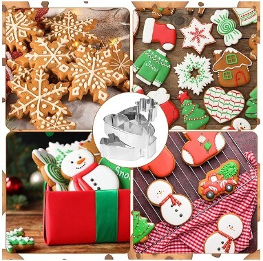 Snowflake Cookie Cutters, 12 pcs. Cookie Cutters Set for Holiday Winter Party Supplies Coffee Mug Hot Cocoa Sweater Hat Mitten Cookie Cutters Fondant Biscuit Cutters