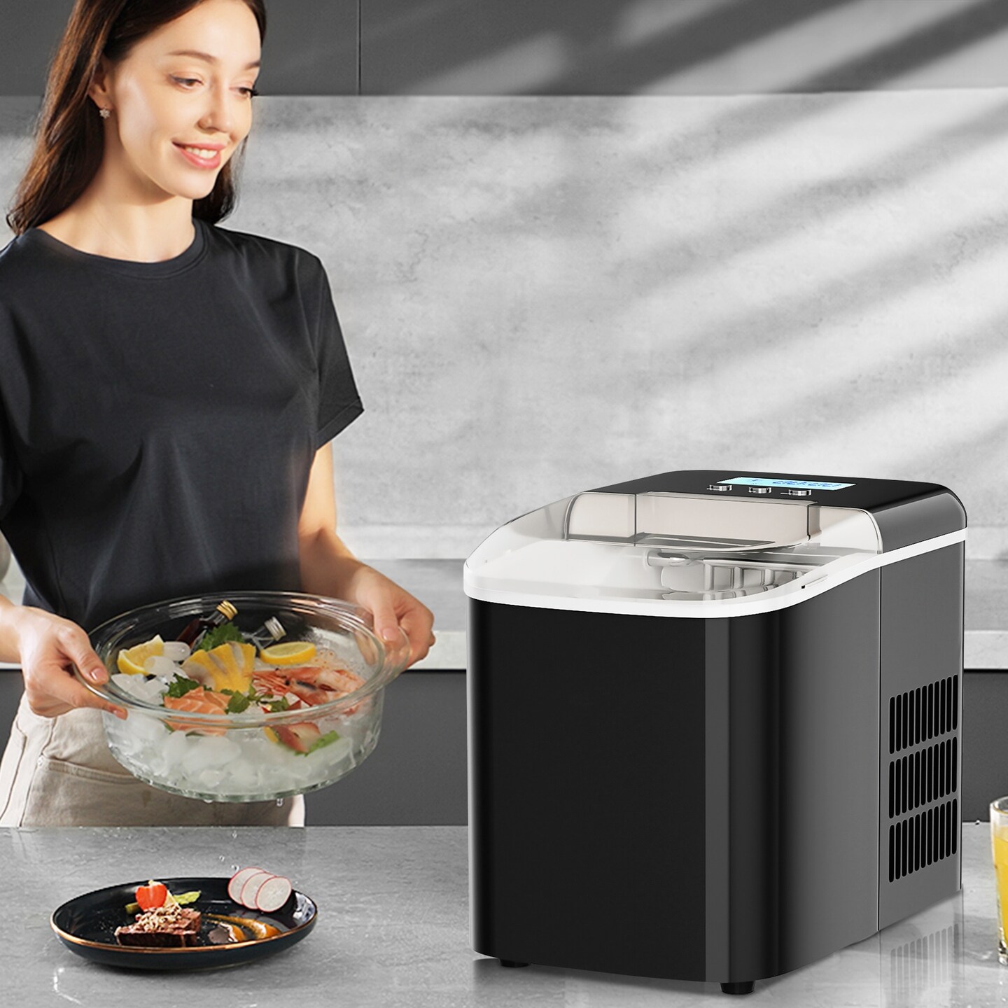 Countertop LCD Display Ice Maker with Ice Scoop