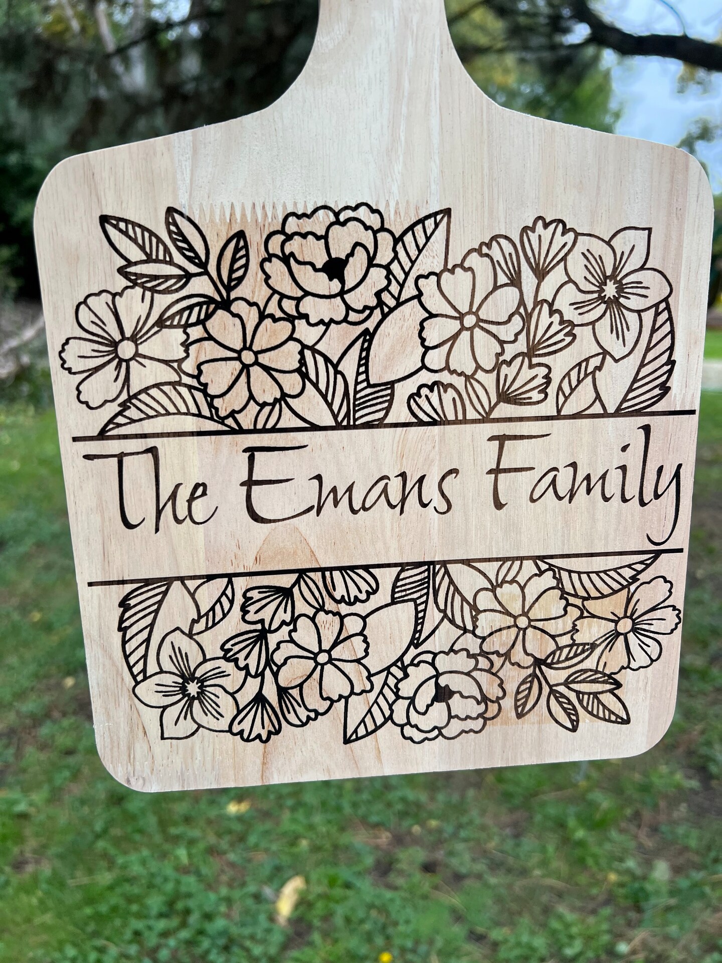 Custom Family Name Sunflower Cutting Board