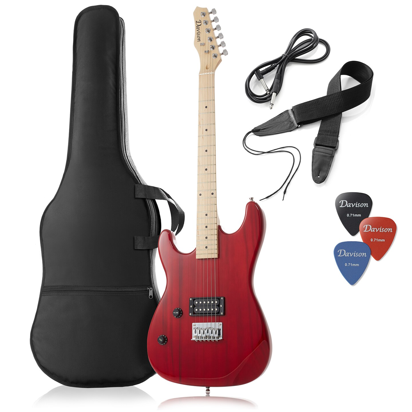 Davison Guitars 39&#x22; Full Size Left Handed Electric Guitar - Beginner Kit with Gig Bag and Accessories