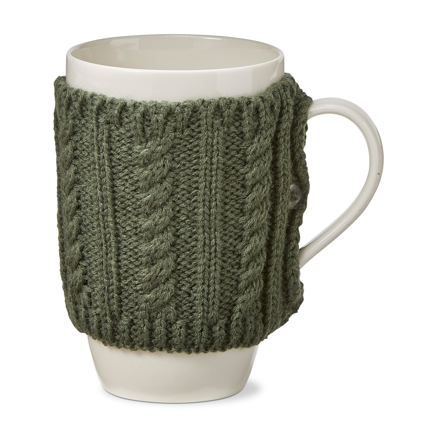 Warm Wishes Dark Green Sweater Covered Bone China Dishwasher Safe Mug, 18.0 oz