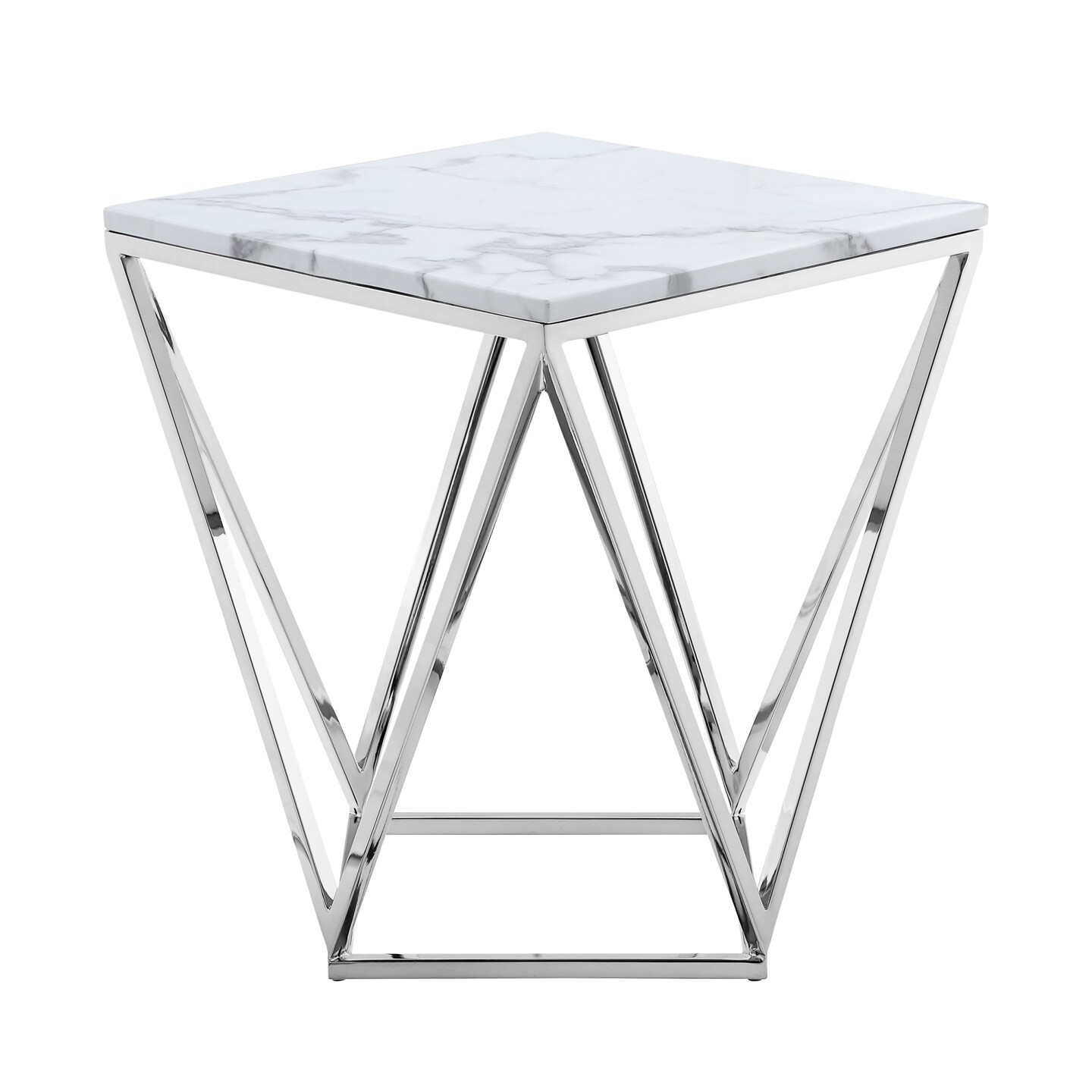 Ignacio Marble Top End Table with Metal Base
