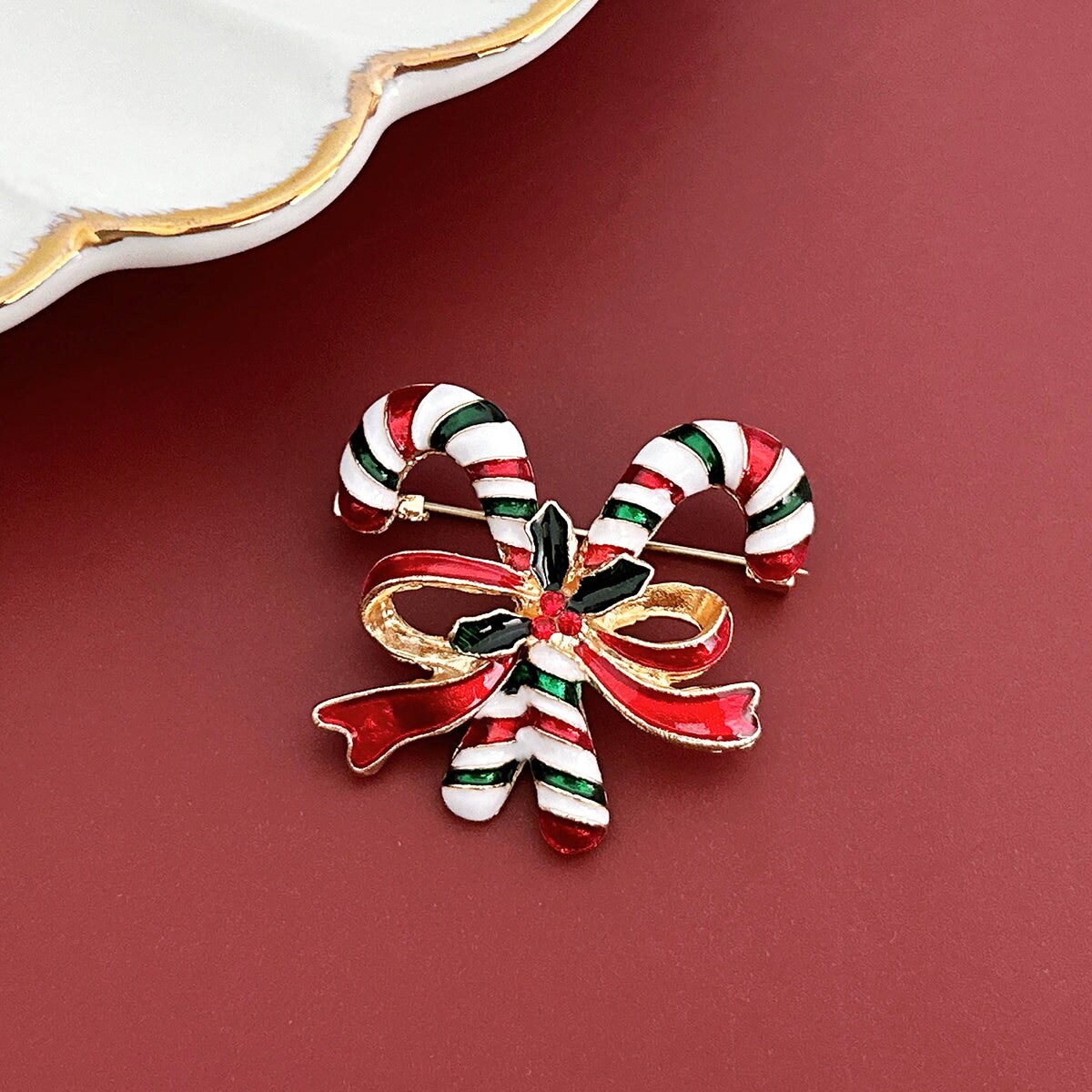 Wrapables Christmas Crystal Rhinestone Brooch Pin, Candy Canes