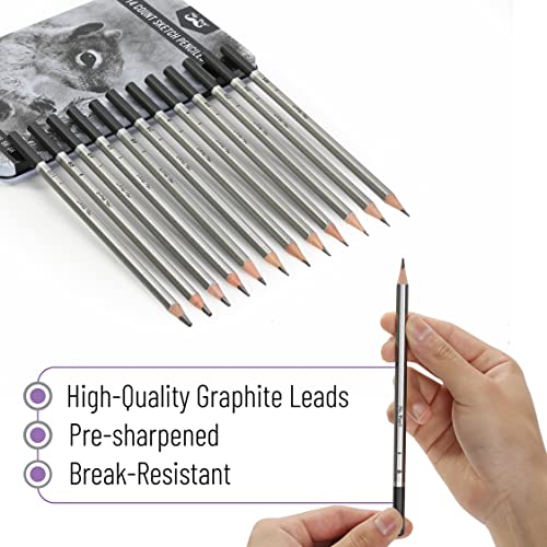 Sketch Pencils for Drawing, 14 Pack, for Art, Graphite Pencils for Shading