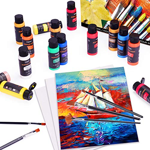 Acrylic Paint Set with 12 Art Brushes, 36 Colors (2 oz/Bottle) Acrylic  Paint for Painting Canvas, Wood, Ceramic and Fabric, Paint Set for  Beginners