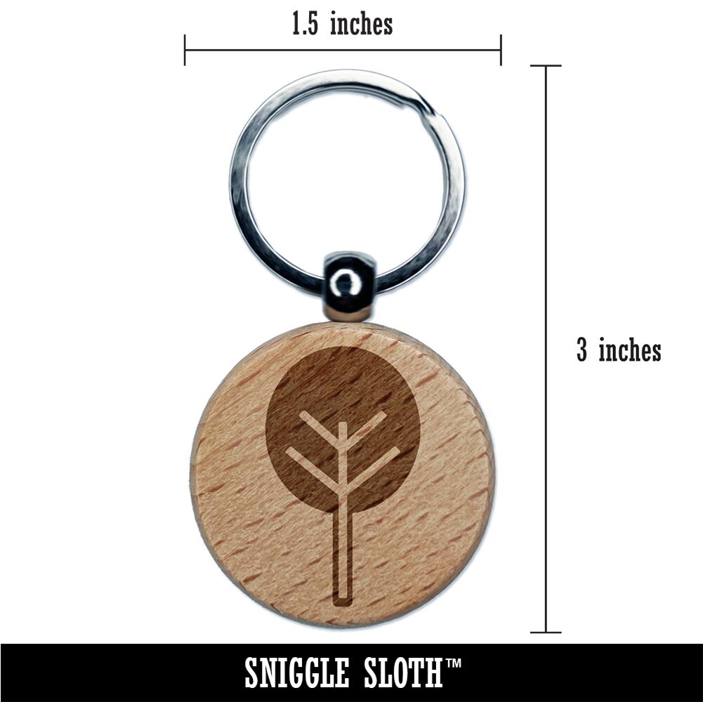 Cute Tree Engraved Wood Round Keychain Tag Charm