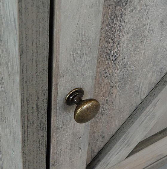 Nightstand, Farmhouse Bedside Table with Cabinet and Shelves, Washed Oak, 18 x 18 x 24 Inches