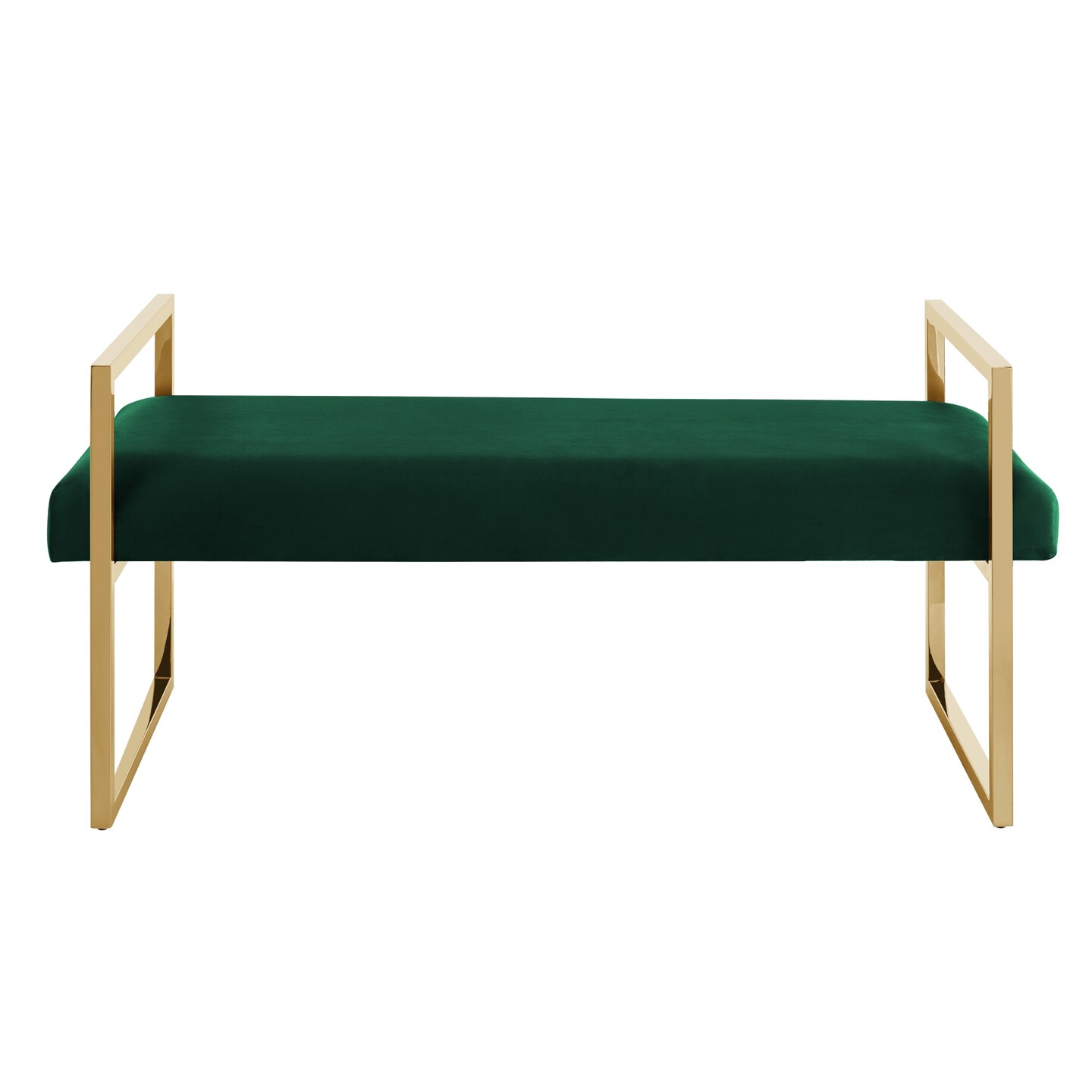 Maja Velvet/PU Leather Bench With Chrome/Gold Base