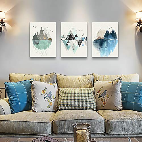 12x16 inch 3 piece Canvas Wall Art For Living Room Office Wall decor Abstract Geometry Mountain Wall Artworks Pictures for Bedroom 3 Panels bathroom Wall Paintings posters Home Decoration