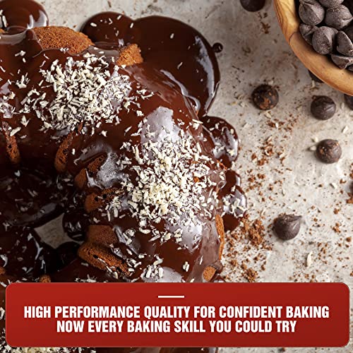 9 inch Non-Stick Cake Pans, 12 Cups Premium Fluted Pans for baking, Heavy Duty Carbon Steel Tube Baking Mold, Gray