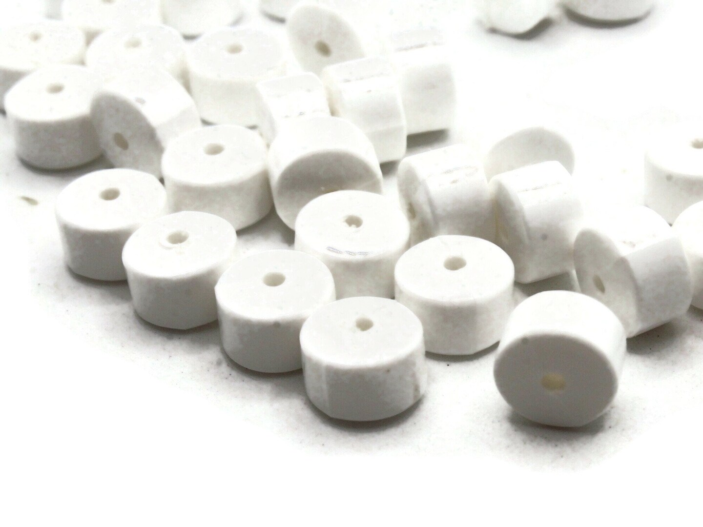 40 10mm White Disc Vintage Plastic Rondelle Vintage Beads