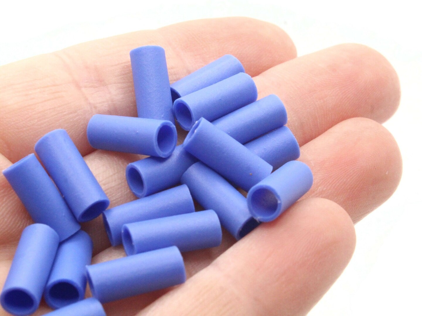 100 13mm Sky Blue Tube Plastic Straw Beads