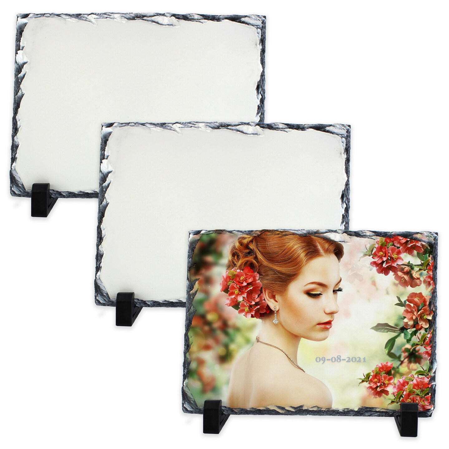 SubliSLATE Sublimation Slate Blank, Rectangle. Includes Black Display Feet for Photo Quality Sublimation Printing