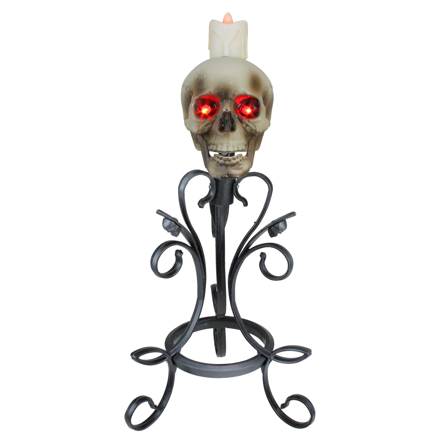 Northlight 16.25&#x22; Gothic Flameless Skull Halloween Candle Holder