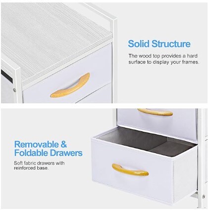 White Nightstand with Rolling Casters for Closet, Entryway, Hallway, Nursery Room, Small Storage Dresser for Bedroom 4 Drawer Chest Storage Tower Organiser Unit
