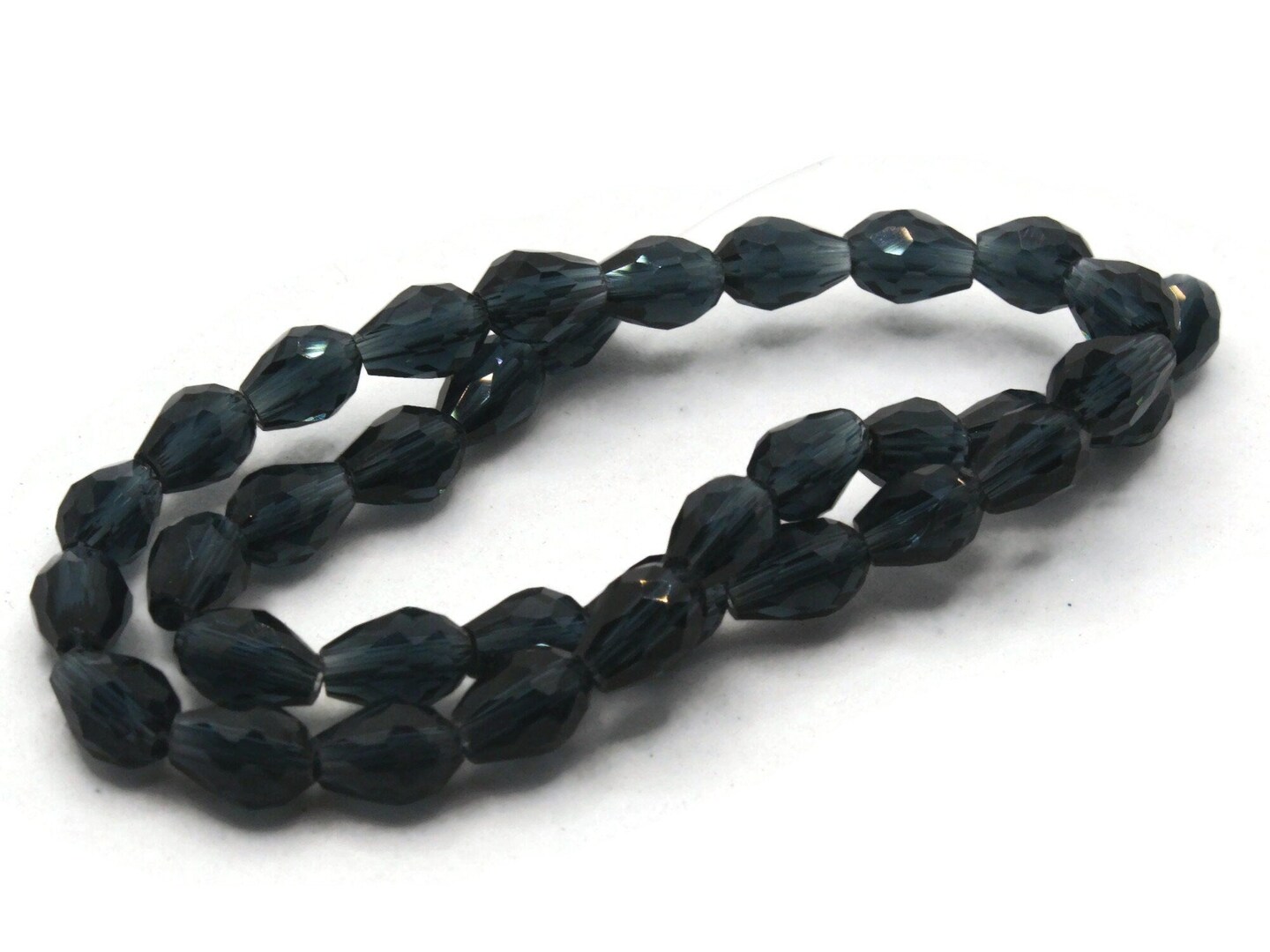 35 8mm Deep Blue Faceted Glass Teardrop Beads