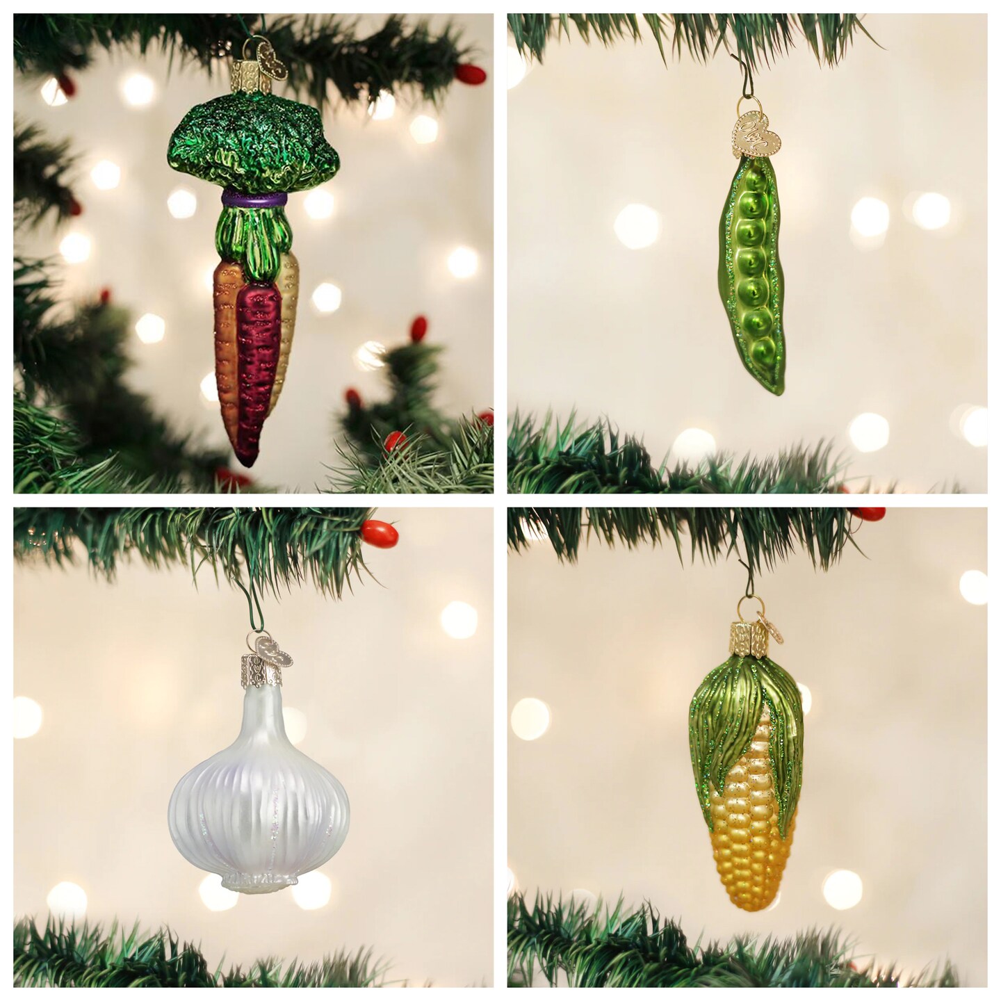 Old World Christmas: Vegetable Hanging Ornaments, Set of 7