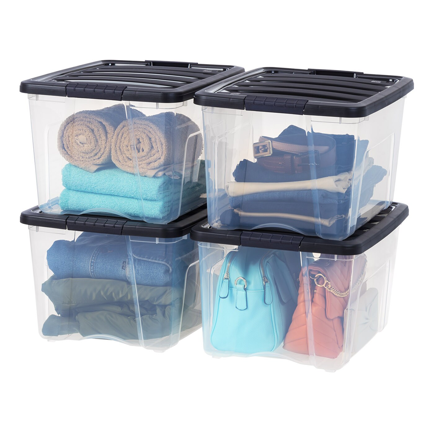 IRIS USA 40 Quart Stackable Plastic Storage Bins with Lids and