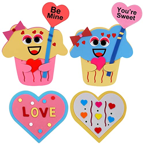 4E's Novelty Valentines Crafts for Kids Foam (Makes 12) Magnet Cupcake &  Heart Cookie Kit Valentines Day Crafts for Kids Bulk for Classroom Home  Activity
