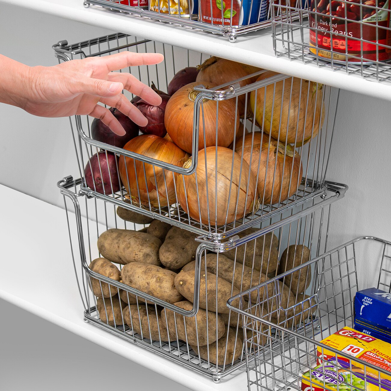 Sorbus Farmhouse Scoop Storage Metal Wire Baskets with Handles - for Home, Kitchen Pantry, Bathroom, Laundry, Closet Organization, and more