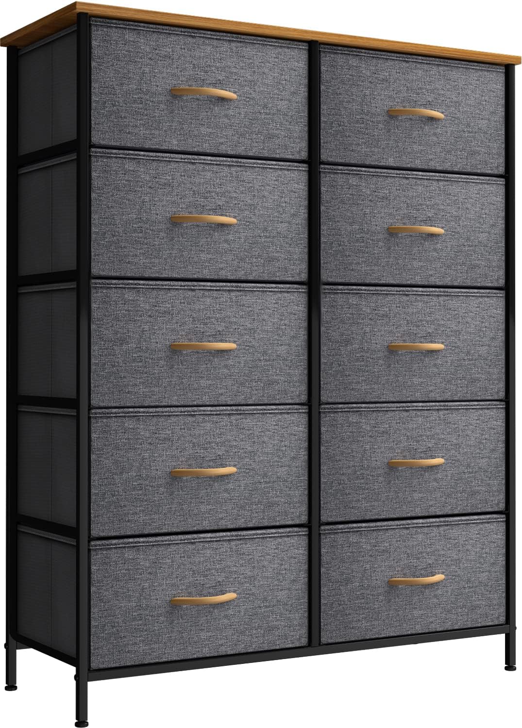 Sorbus Dresser with 10 Drawers - Storage Unit Organizer Chest for Clothes - Bedroom, Room, Nursery, & Closet - Steel Frame, Wood Top & Handles, and Easy Pull Fabric Bins