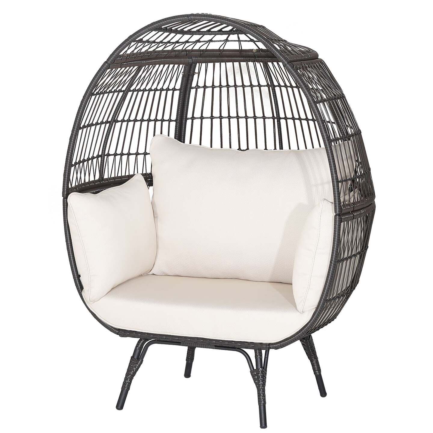 Costway Patio Oversized Rattan Wicker Egg Chair Lounge Basket 4 Cushion Indoor & Outdoor