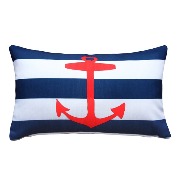 Pillow Decor   - Red Anchor Nautical Throw Pillow 12x19