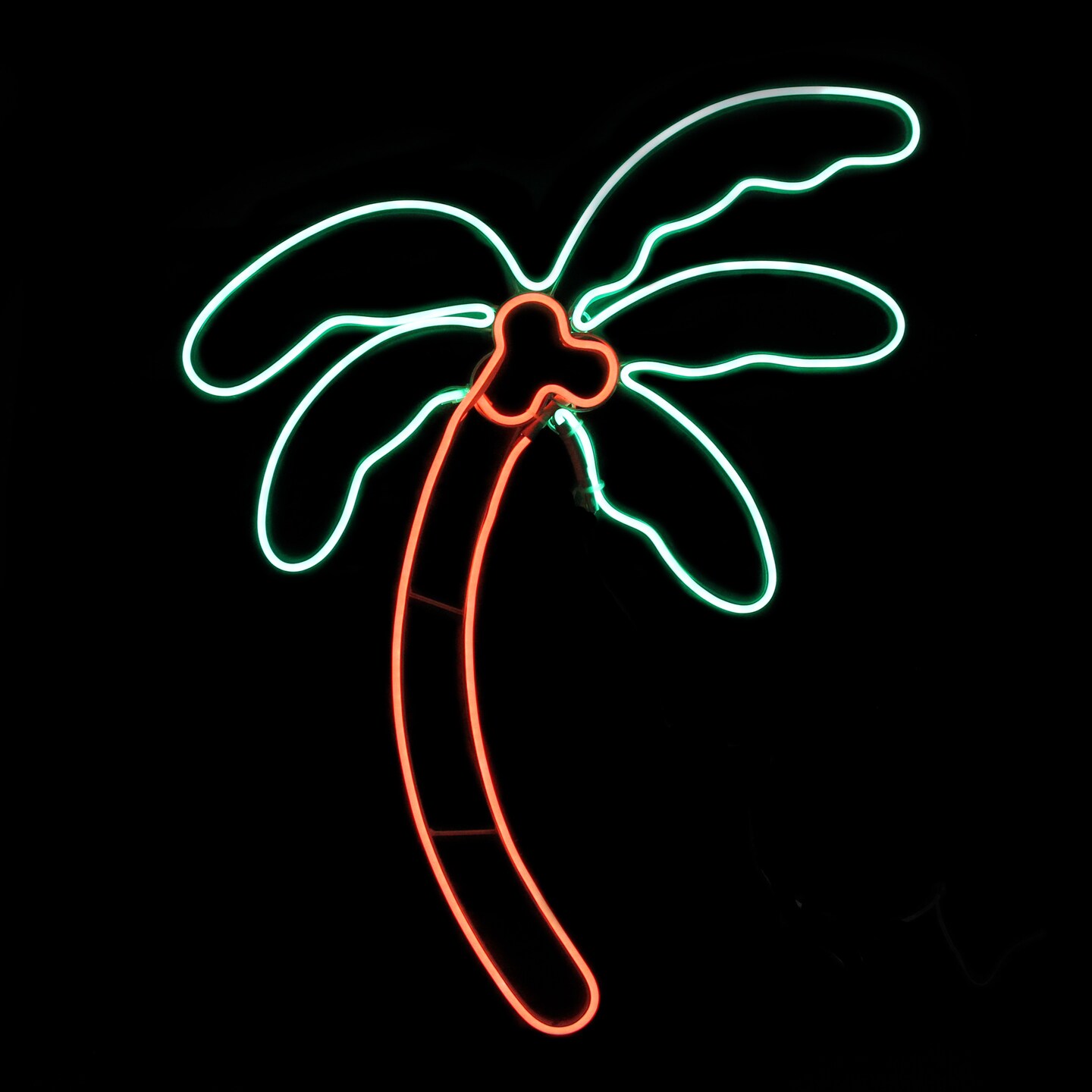Northlight 24.5&#x22; Orange and Green LED Lighted Coconut Palm Tree Window Silhouette Decoration
