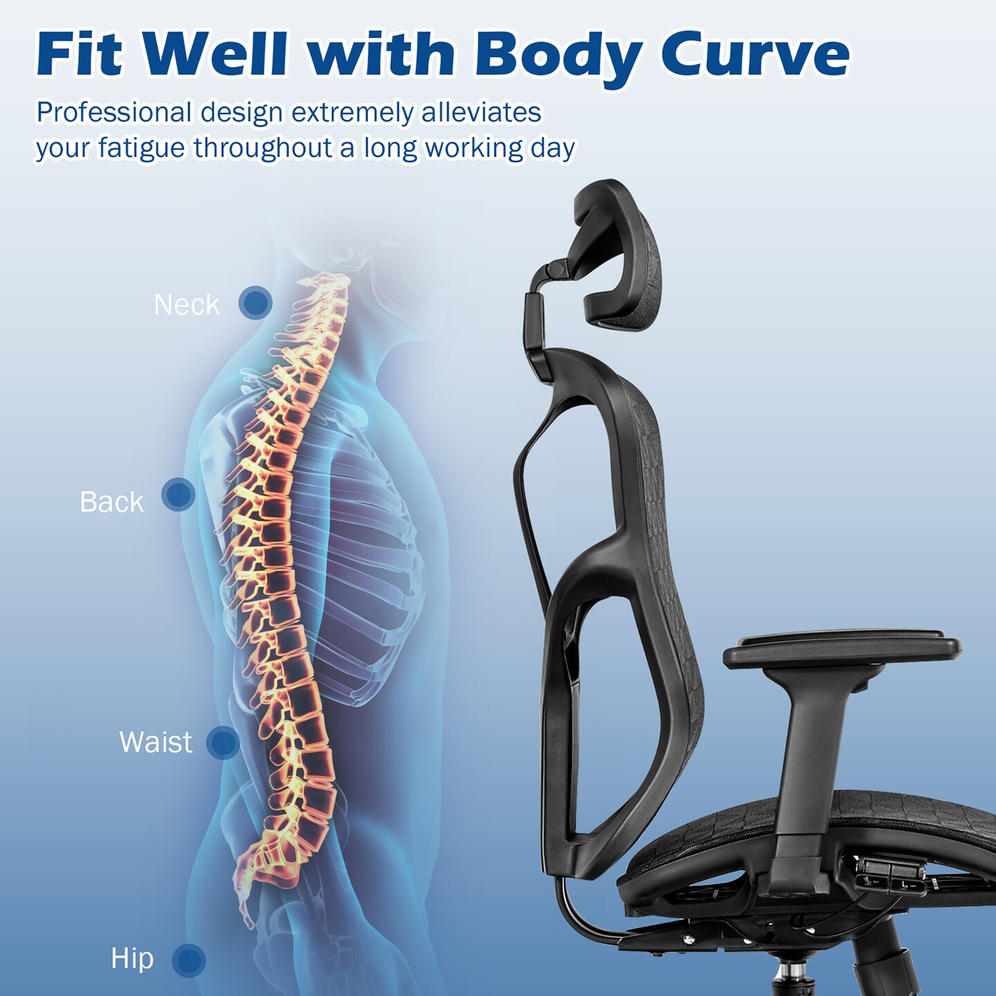 Costway Ergonomic High Back Mesh Office Chair Adjustable Swivel Computer Chair