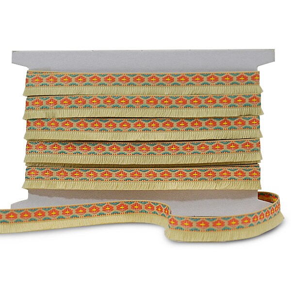 3/4" Bailey Iron-On, Versatile Fringe Trim, 10-Yard Cut, Yellow Multi